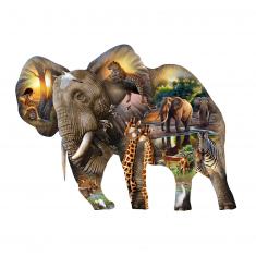 Puzzle shape 1000 pieces : Elephant Habitat
