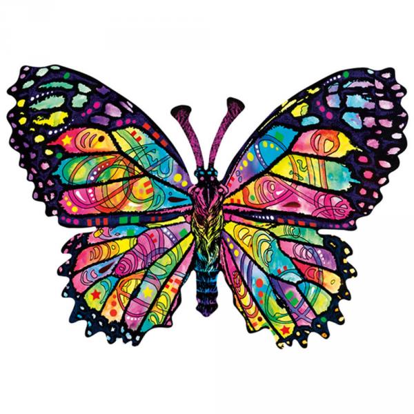 Puzzle shape 1000 pieces : Stained Glass Butterfly - Sunsout-97260