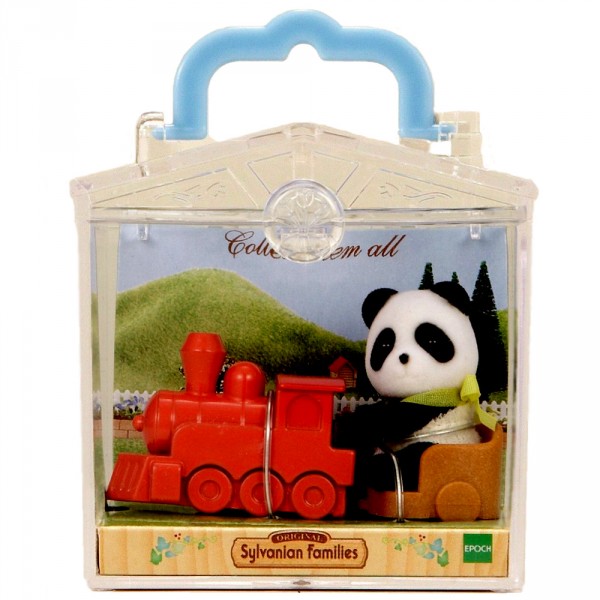 Sylvanian Family 3350 : Valisette figurine avec accessoire : Panda et train rouge - Sylvanian-3350-1