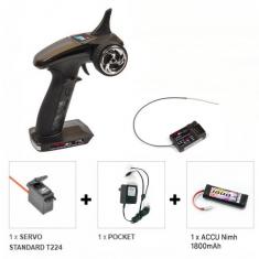 Pack Radio Racer 3S + Chargeur Pocket + Servo T1224 + Accu 1800maH Nimh T2M