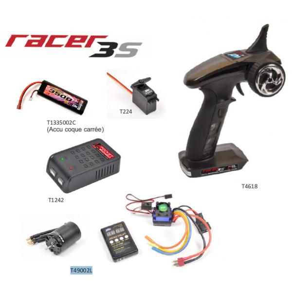Pack T2M Radio Racer 3S + Chargeur Pocket + Servo T224 + Accu 2S 3500maH + Combo Brushless - T4618L2
