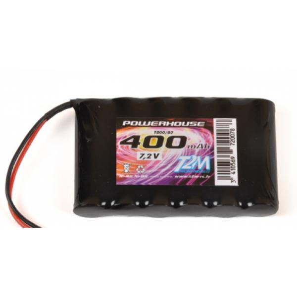 T800/02R - Batterie 7.2V 400mAh NIMH Prise BEC rouge - T800/02R