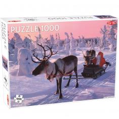 1000 Teile Puzzle: Weihnachtsmann im Schlitten