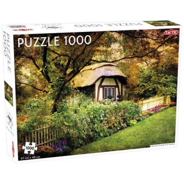 1000 piece jigsaw puzzle: English cottage in the woods - Tactic-58251