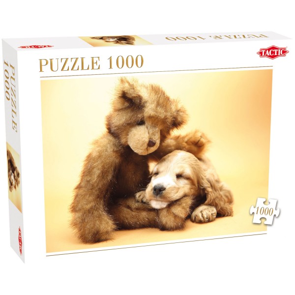 Puzzle 1000 pièces : Ours en peluche et chiot - Tactic-40912