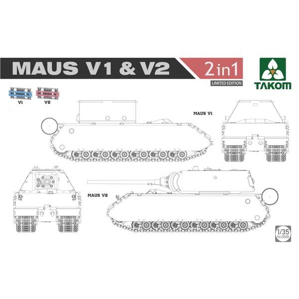 WWII  Maus V1 & V2  2 in 1 (Limited Edition) - 1:35e - Takom - TAK2050X