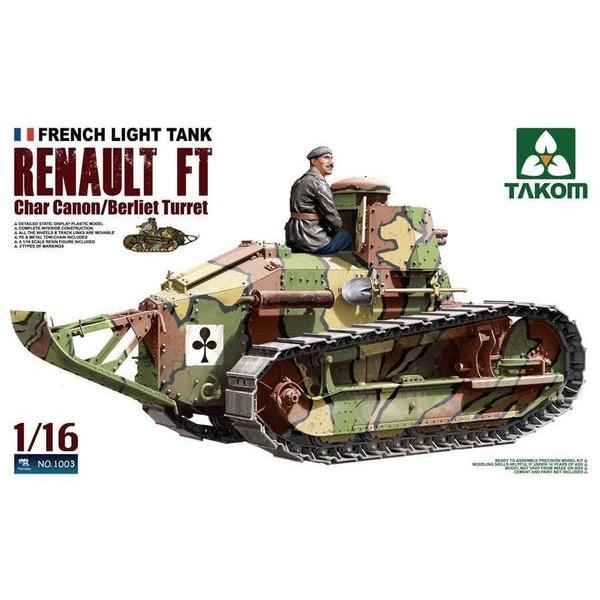 French Heavy Tank RENAULT FT char Canon/ - 1:16e - Takom - TAK1003