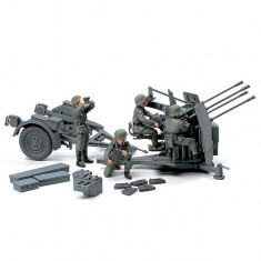 Maqueta de cañón alemán Flakvierling 38 de 20 mm con miniaturas