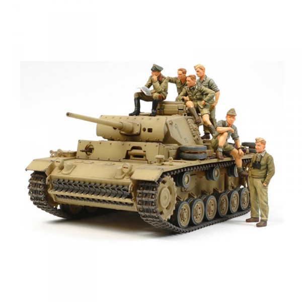 Maquette militaire : Char Panzer III DAK et son équipage - Tamiya-32405