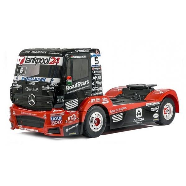 Combo Tamiya TT-01E Camion Mercedes Actros MP4 TankPool24 KIT + batterie, chargeur, radio, servo - 58683L