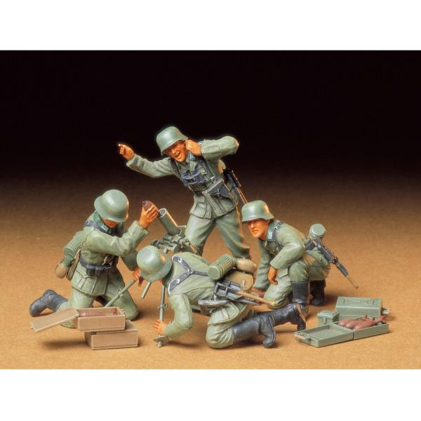 Figurines 2ème Guerre Mondiale : Mortiers allemands et servants - Tamiya-35193