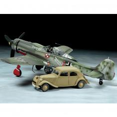 Maquette véhicule militaire : Staff car set - Focke-Wulf Fw190 D-9 JV44 & Citroën traction 11 CV