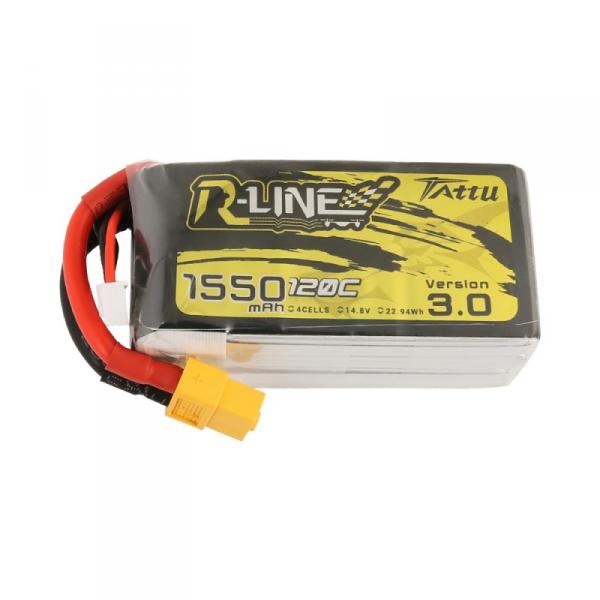 Tattu Batterie Lipo R-Line Version 3.0 1550mAh 14.8V 120C 4S1P Prise XT60 - TA-RL-120C-1550-4S1P