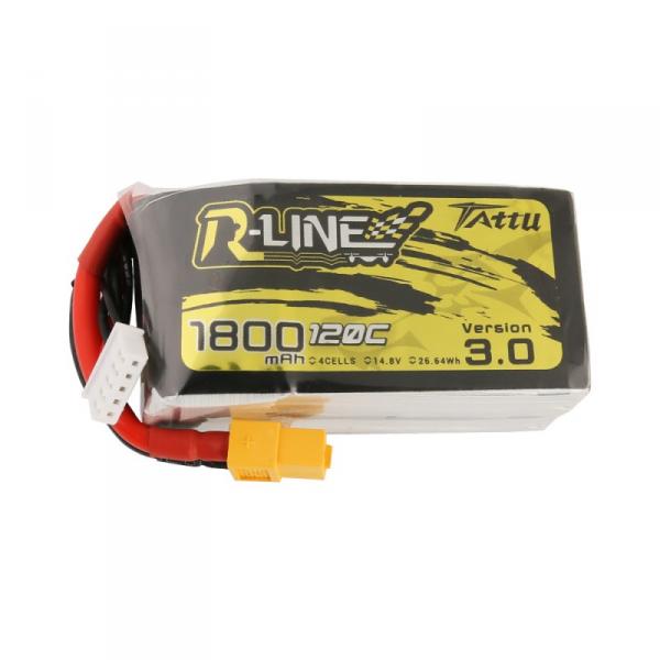 Tattu Batterie Lipo  R-Line Version 3.0 1800mAh 14.8V 120C 4S1P Prise XT60 - TA-RL-120C-1800-4S1P
