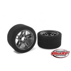 Team Corally - Attack foam tires - 1/8 Circuit - 32 shore - Front - Carbon rims (2)