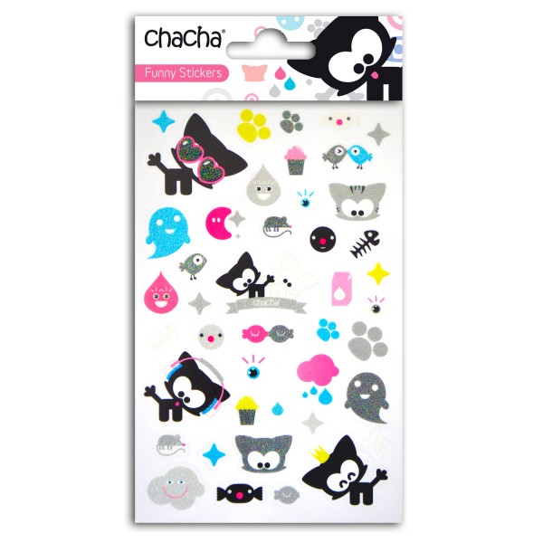 Funny Stickers : Chacha : 40 stickers glitter transparents - TeoZina-CCZ02