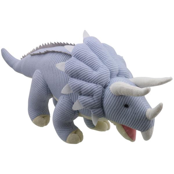 Gestrickt - Triceratops, Klein, Blau - PuppetCompany-2173763