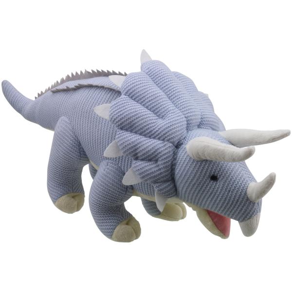 Gestrickt - Triceratops, Groß, Blau - PuppetCompany-2173764