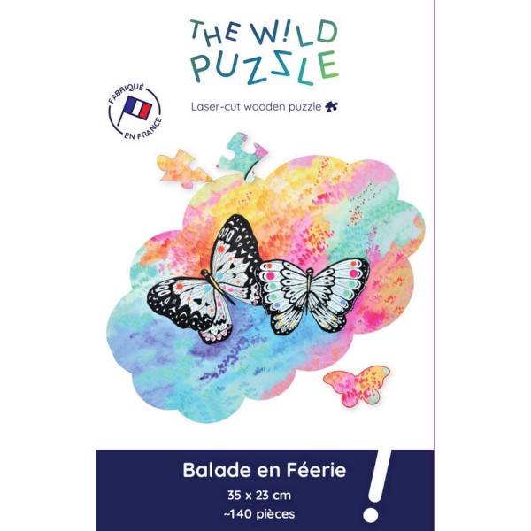 Puzzle 140 pièces en bois : Balade en féérie - Wildpuzzle-Papillon