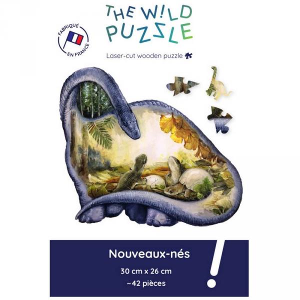 42 wooden pieces puzzle : Newborns - Wildpuzzle-Dino42