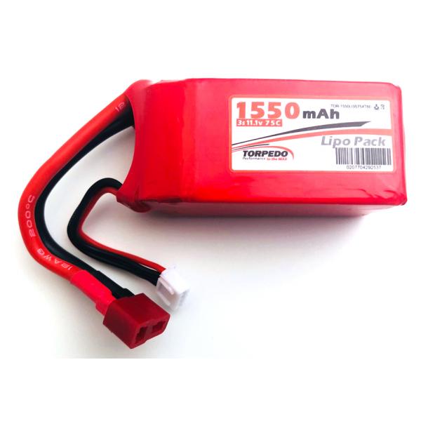 Accu Lipo 1550mAh 3S 11.1V 75C DEAN Torpedo - TOR-1550LI3S75XDEAN