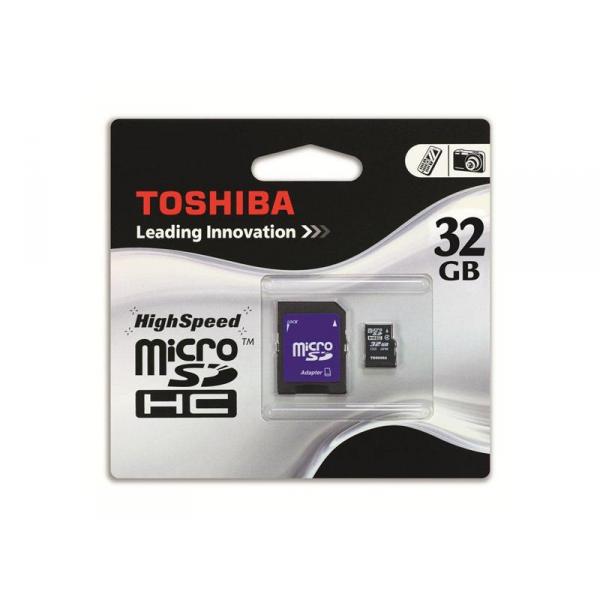 MicroSD 32GB Toshiba CL4 Highspeed avec 1 Adaptateur - Sous blister - 5849