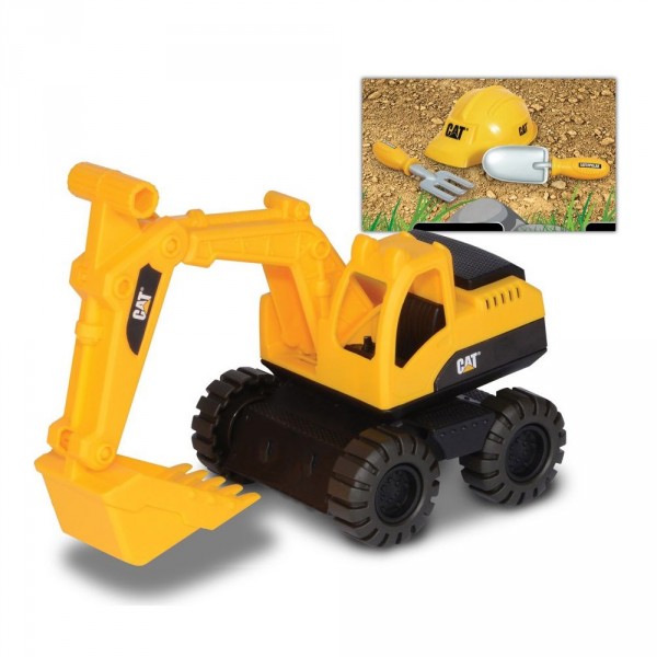 Véhicule de construction avec casque de chantier et accessoires Caterpillar : Excavatrice - Toystate-82060-82065