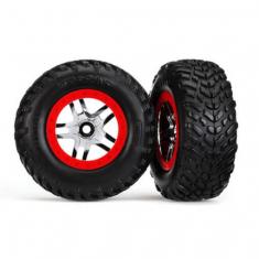 Pneus +  Jantes  Chrome Rouge Beadlock  (2) (4Wd F/R, 2Wd Ar) (Tsm)