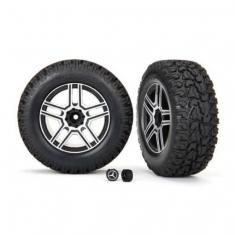 Roues Montees Collees Satin Chromes Noires 2,6 (X2) - Traxxas