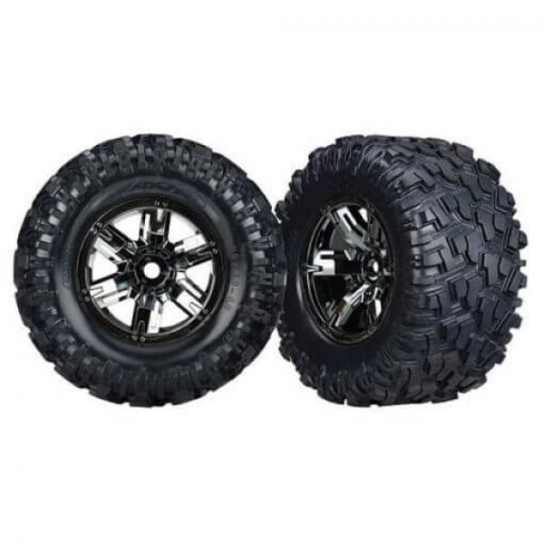 Roues Montees Collees X-Maxx Chromee Noires (2) - TRX7772A