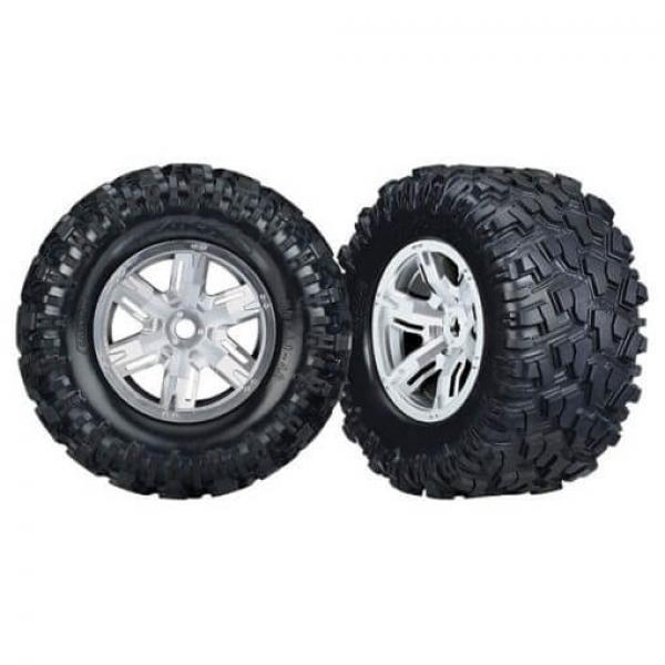 Roues Montees Collees X-Maxx Chromee Satin (2) - TRX7772R