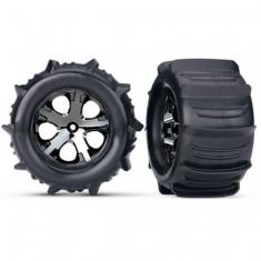 Roues Montees Collees Chromees Noires Pneus Pelle Elecric Arriere (2) - Traxxas