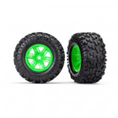 Roues Montees Collees X-Maxx 8S Vertes (2) - Traxxas