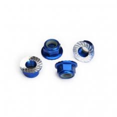 Ecrous 5Mm Aluminium Anodise Bleu, Dentele (X8) - Traxxas