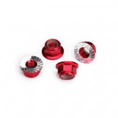 Ecrous 5Mm Aluminium Anodise Rouge, Dentele (X8) - Traxxas