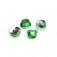 Ecrous 5Mm Aluminium Anodise Vert, Dentele (X8) - Traxxas