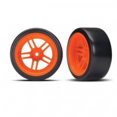 Pneus + Jantes Arriere Orange 1,9 Drift (2) - Traxxas