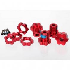 Hexagones De Roues Alu Anodises Rouge + Ecrous De Roues Anodises Roug