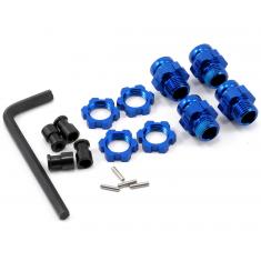 Hexagones De Roues Alu Courts Bleu + Ecrous De Roues Bleu (4)