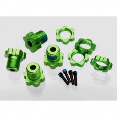 Hexagones De Roues Alu Anodises Vert + Ecrous De Roues Anodises Vert