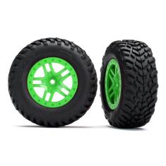 Pneus +  Jantes  Sct Vert (2)  (4Wd F/R, 2Wd Ar) - Traxxas