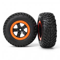 Pneus +  Jantes  Noir Orange Beadlock (2) (4Wd F/R, 2Wd Ar) (Tsm)