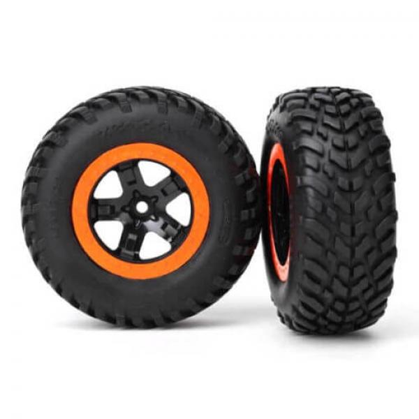 Pneus +  Jantes  Noir Orange Beadlock (2) (4Wd F/R, 2Wd Ar) (Tsm) - TRX5863R