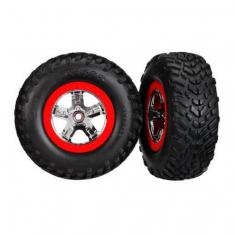 Pneus +  Jantes  Chrome  Red Beadlock  (2) (4Wd F/R, 2Wd Ar) (Tsm)