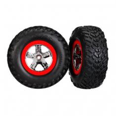 Pneus +  Jantes  Chrome Rouge Beadlock (2) (4Wd F/R, 2Wd Ar) (Tsm)