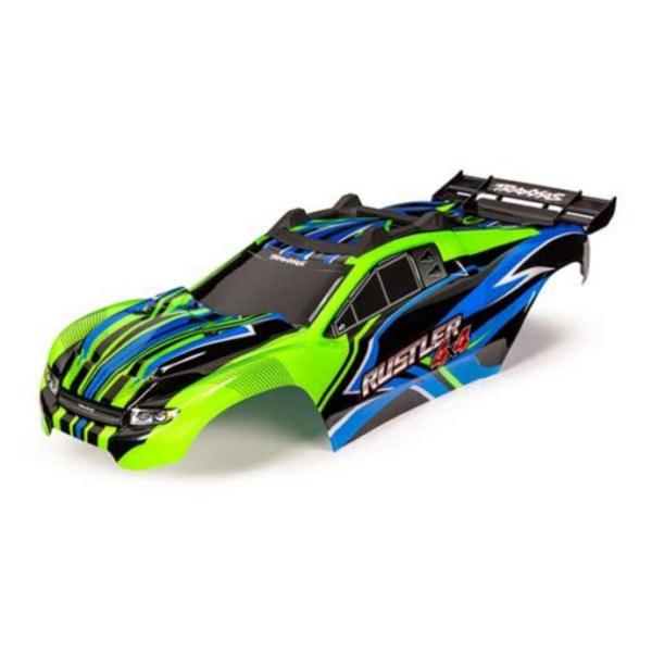 CARROSSERIE RUSTLER 4X4 PEINTE ET DECOREE VERTE/BLEUE - Traxxas-6734G