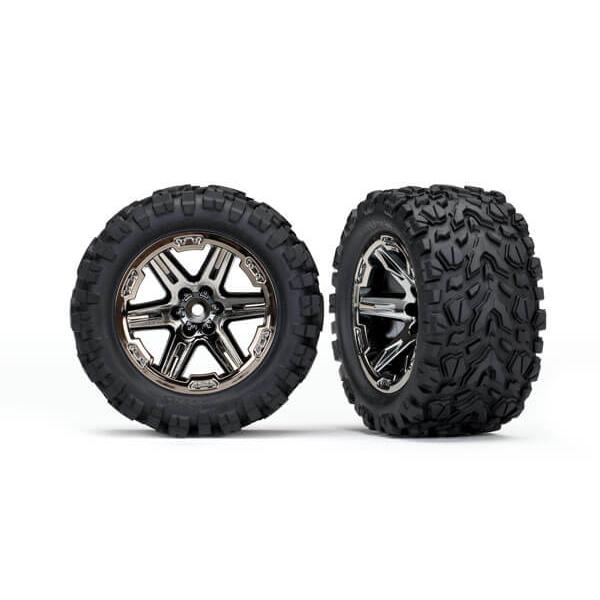 Roues Montees Collees  Rxt Chromees Noires Talon X2  - Electrique Ar - Traxxas - TRX6774X