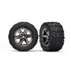 Roues Montees Collees  Rxt Chromees Noires Talon X2  - Electrique Ar - Traxxas