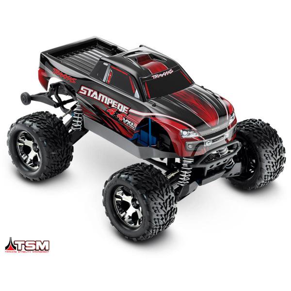 Stampede 4X4 - Rouge - Vxl - 1/10 -Id - Tsm- Sans Accus/Charge - Traxxas - TRX67086-4-RED