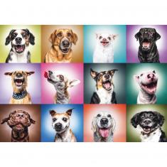 Puzzle de 1000 piezas: tecnología de ajuste ilimitado: caras divertidas de perros